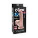 King Cock Plus 7 inch triple density realistic dildo with lifelike skin and swinging balls in black packaging with product details.