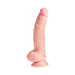 Beige 8-inch realistic dildo with detailed texture and suction cup base for hands-free use.