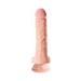 Beige 8-inch realistic dildo with veins and balls, suction cup base for hands-free use.