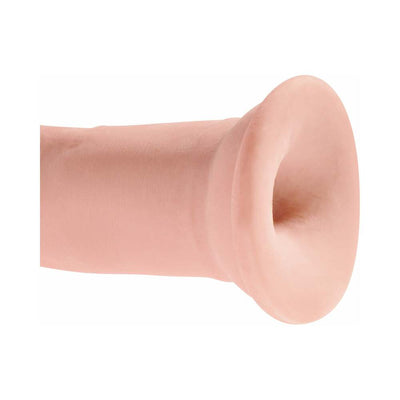 Close-up of the beige King Cock Triple Density 9-inch dildo tip with realistic texture and soft outer skin.