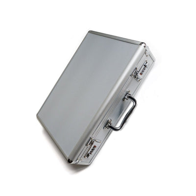 Silver combination lock attache case for Kinklab Agent Noir Neon Wand Electrosex Kit.