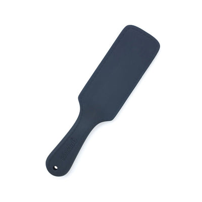 Black silicone electro paddle with handle and Kinklab logo embossed, designed for electrostimulation play.