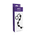 Kinx Onyx black silicone anal beads with five graduated beads and retrieval ring in purple and white packaging.