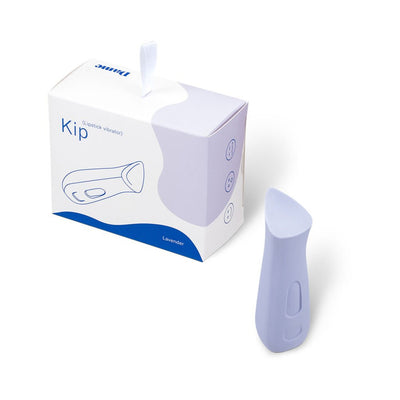 Lavender Dame Kip ergonomic vibrator with packaging box showing product illustration and branding.