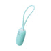 Turquoise VeDO KIWI rechargeable silicone insertable bullet with flexible loop handle and power button.