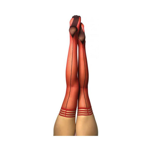Kixies Monica Red Sheer With Black Seam And Cuban Heel - Size A | SexToy.com