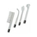 Set of four clear glass electrodes for Neon Wand, including comb, curved probe, spoon-shaped, and tube attachments.