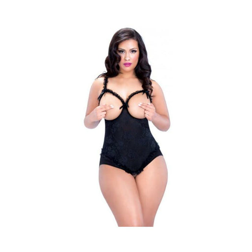 Lace Open Cup Crotchless Teddy Black Queen - SexToy.com