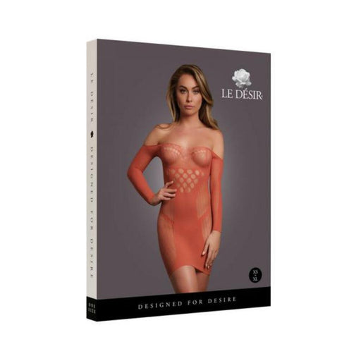 Le Desir Long-sleeved Net Mini Dress Sunset Glow O/s - SexToy.com