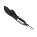 Black dual-motor rabbit vibrator with ergonomic design and USB charging cable attached on white background.
