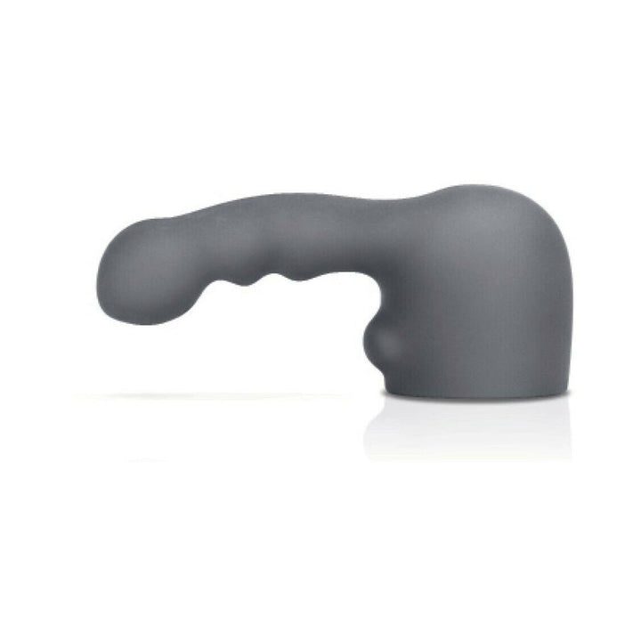 Gray weighted silicone attachment with ripple texture designed for Le Wand Original massagers.