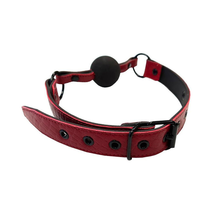 Leather Ball Gag With Rubber Ball  Burgunday & Black Accessories | SexToy.com