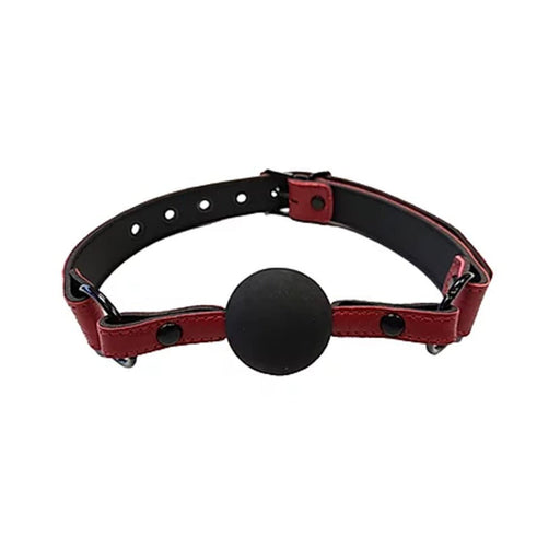 Leather Ball Gag With Rubber Ball  Burgunday & Black Accessories | SexToy.com