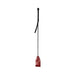 Burgundy and black leather riding crop with textured flap and wrapped handle detail on white background.