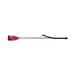 Leather riding crop with burgundy textured tip and black handle with wrist strap accessory.