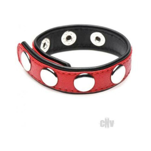 Leather Speed Snap Cock Ring - Red - SexToy.com
