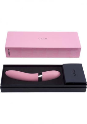 Pink LELO Elise 2 vibrator in sleek black gift box with pink outer packaging and branded storage pouch.