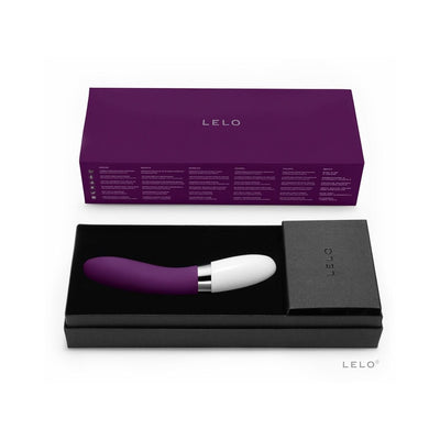 Lelo Liv 2 personal massager in purple and white with sleek packaging and black storage box.
