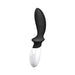 Black and white Lelo Loki prostate massager with ergonomic curved design and control buttons on the handle