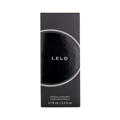 Black and gray box packaging of Lelo Personal Moisturizer water-based formula, 75 ml size.