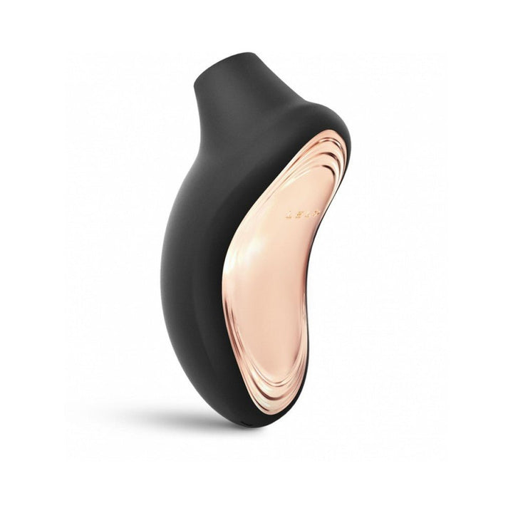Lelo Sona 2 Cruise rechargeable clitoral stimulator in black with rose gold accent, sleek ergonomic design.