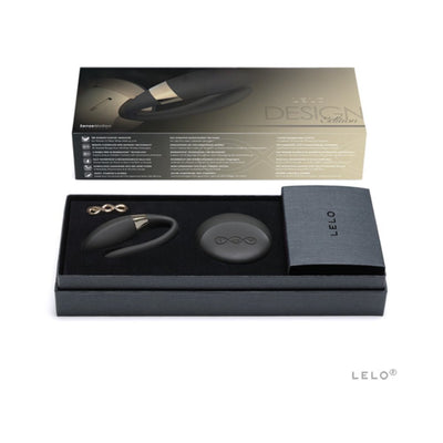 Lelo Tiani 2 couples massager set with remote control and accessories in sleek black packaging.