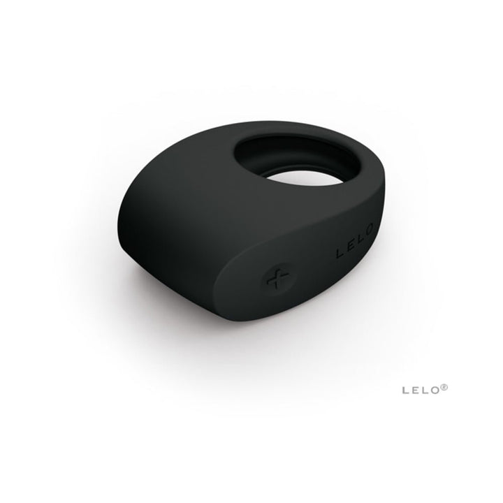 Black silicone vibrating couples' ring with smooth matte finish and discreet control buttons by LELO.