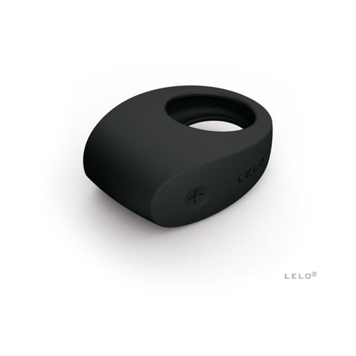 Black silicone vibrating couples' ring with smooth matte finish and discreet control buttons by LELO.