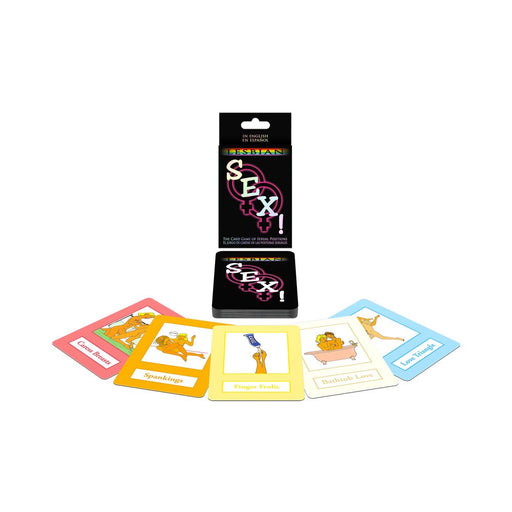 Lesbian Sex Card Game box with colorful illustrated cards featuring playful intimate themes and activities.
