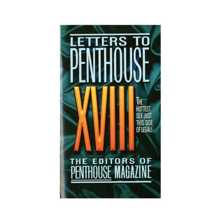Cover of Letters to Penthouse XVIII erotica book with bold title and dark satin background design