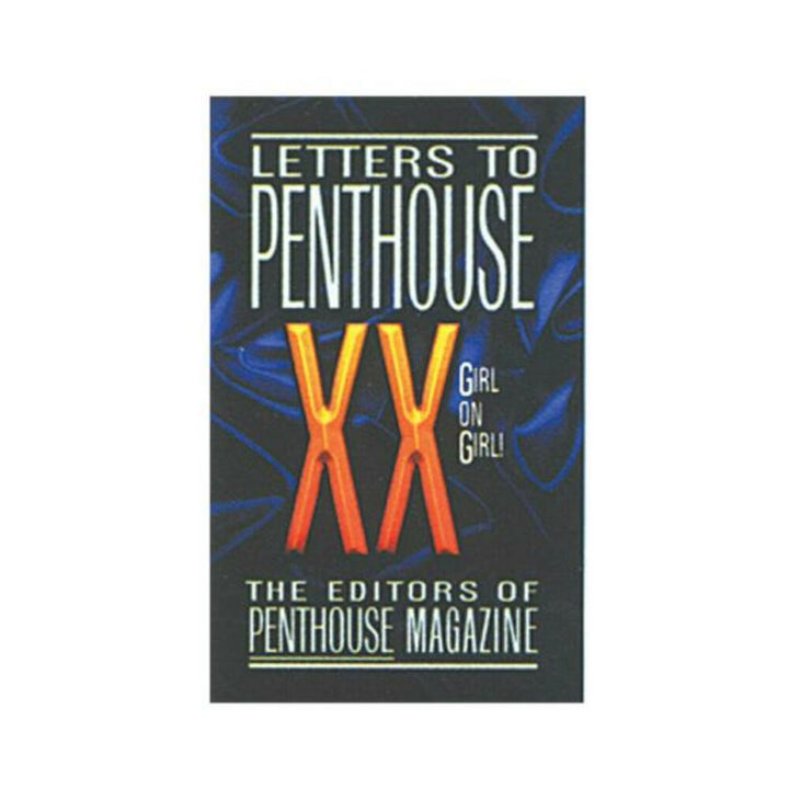Cover of Letters to Penthouse XX book featuring girl-on-girl stories edited by Penthouse Magazine on a dark blue background.
