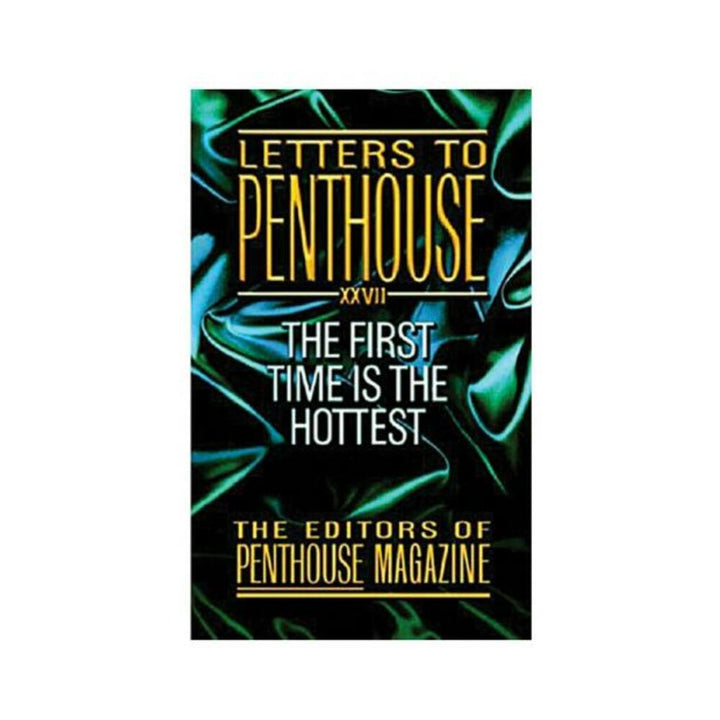 Cover of Letters to Penthouse XXVII book with green satin background and gold and white text design
