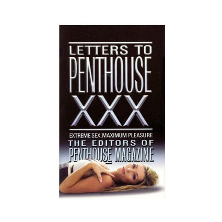 Book cover of Letters to Penthouse XXX featuring a reclining woman and bold silver text on a black background.
