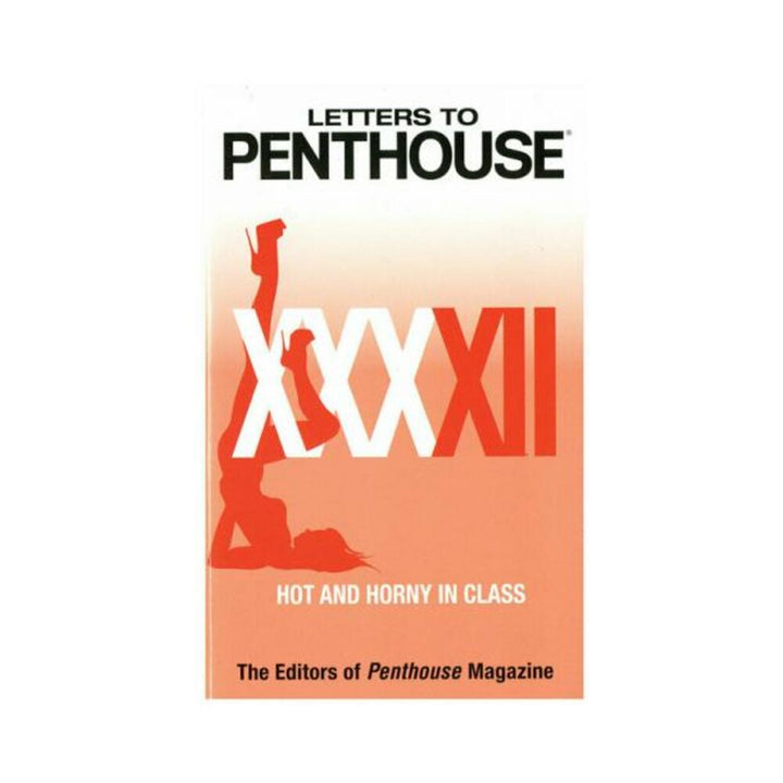Book cover of Letters to Penthouse XXXXII featuring a silhouette of a woman in heels against a gradient orange background.