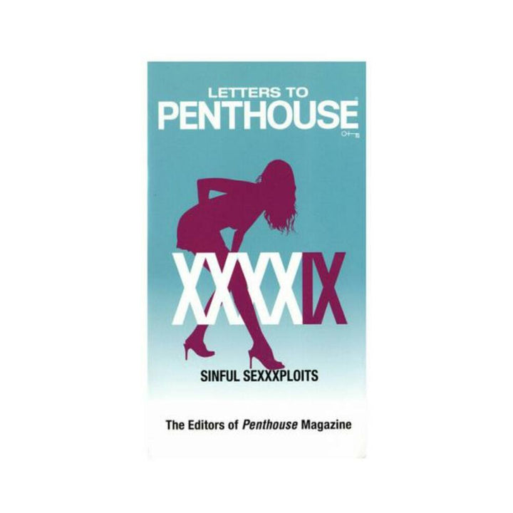 Book cover of Letters to Penthouse XXXIX featuring a silhouette of a woman in heels against a blue background.