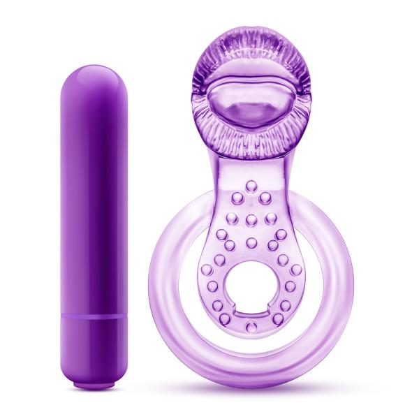 Lick It Vibrating Double Strap Cock Ring Purple | SexToy.com