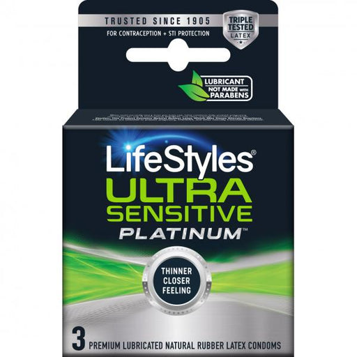 Lifestyles Ultra Sensitive Platinum Latex Condoms Pack Of 3 | SexToy.com