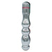 Sleek silver metal vibrator with curvy ribbed design and pink accent ring near the top, waterproof and ergonomic shape.
