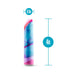 Limited Addiction Fascinate Power Vibe in peach with blue and pink swirls, measuring 4 inches long and 0.9 inches wide.