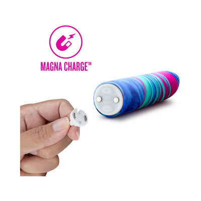 Hand holding magnetic charging adapter near colorful Limited Addiction Sublime Power Vibe with Magna Charge logo.