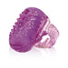 Purple textured vibrating tongue ring with adjustable band and built-in bullet vibrator on white background.