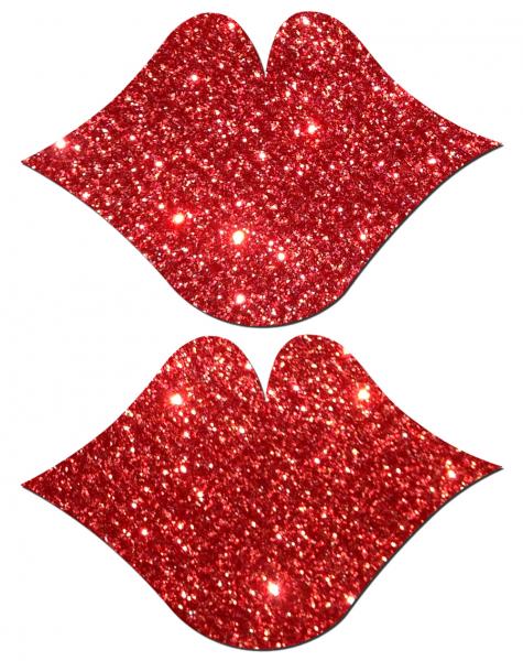 Lips Kisses Red Glitter Pasties O/S | SexToy.com