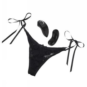 Little Black Panty Thong With Ties 10-function Remote Control Vibe | SexToy.com