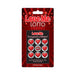 Love Me Lotto scratch-off ticket pack with red heart icons and playful winning message on vibrant red background.