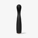 Sleek black silicone vibrator with ergonomic curved head and textured surface for targeted G-spot stimulation.