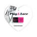 Heart-shaped packaging of Love To Love Play & Love Dice featuring a close couple and two colorful dice with playful actions.