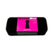 Black velvet rectangular storage box with a bright pink label featuring a keyhole design and "Secret Box" text.