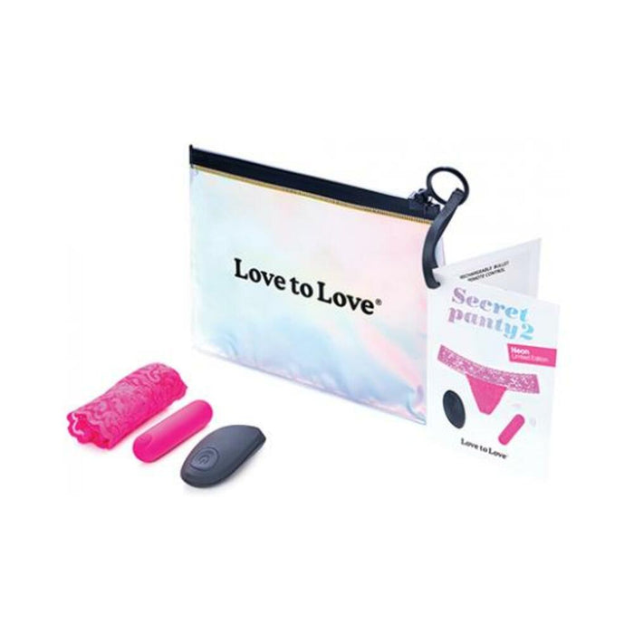 Love To Love Secret Panty 2 Neon Pink (gift Bag Packaging) | SexToy.com