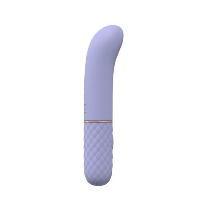 Lavender Dolce Mini G-Spot vibrator with curved tip and textured handle for comfortable grip.