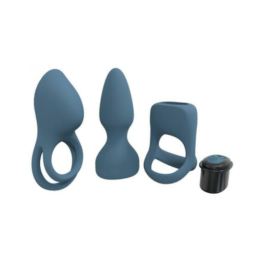 Loveline Pleasure Kit 10 Speed Silicone Rechargeable Waterproof Blue Grey - SexToy.com